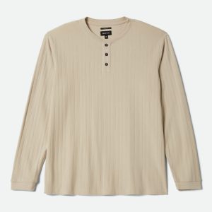 Vintage Ribbed L/S Henley - Beige