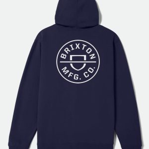 Crest Hoodie - Classic Navy/White