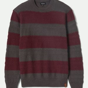 Midnight Crew Sweater - Black/Port Stripe