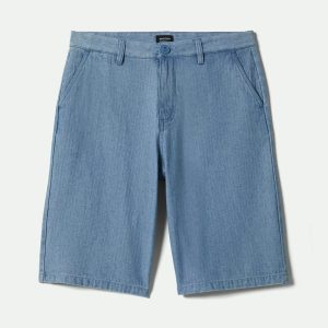 Choice Chino Baggy Short - Light Wash Denim Herringbone