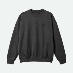 Embroidered Heavyweight Oversized Crew - Washed Black