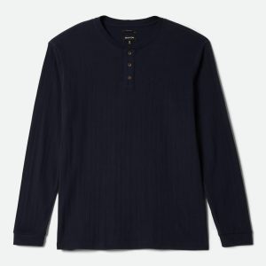 Vintage Ribbed L/S Henley - Washed Navy