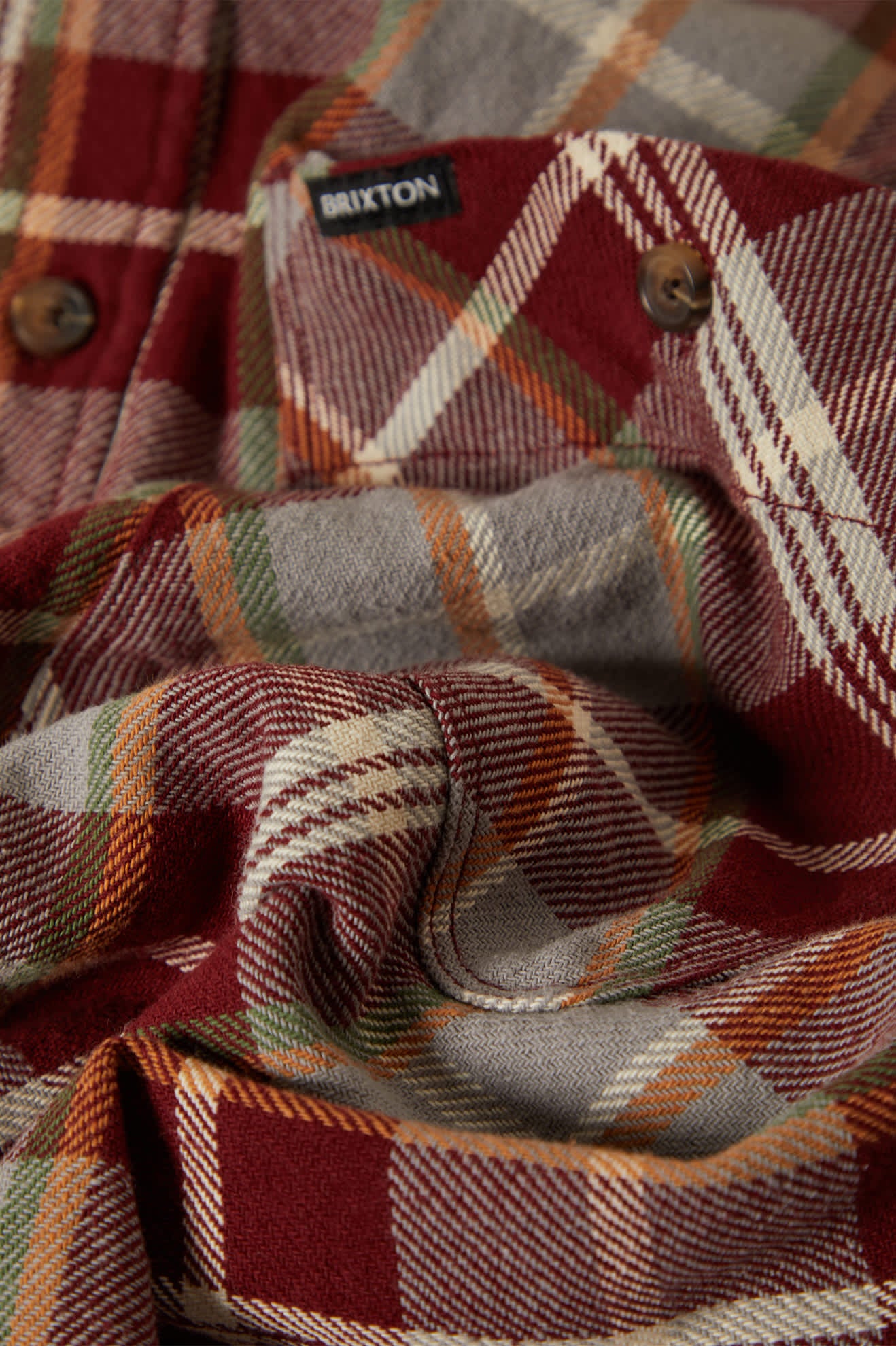 Vintage Wash Flannel - Maroon Red/Beige/Green - Image 4
