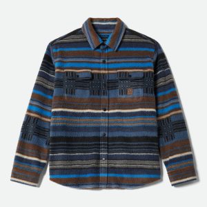 Bowery Arctic Stretch Fleece - Mood Indigo Blanket Stripe
