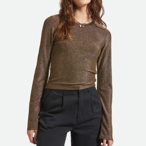 Dolly Slim L/S Knit T-Shirt - Gold Metallic