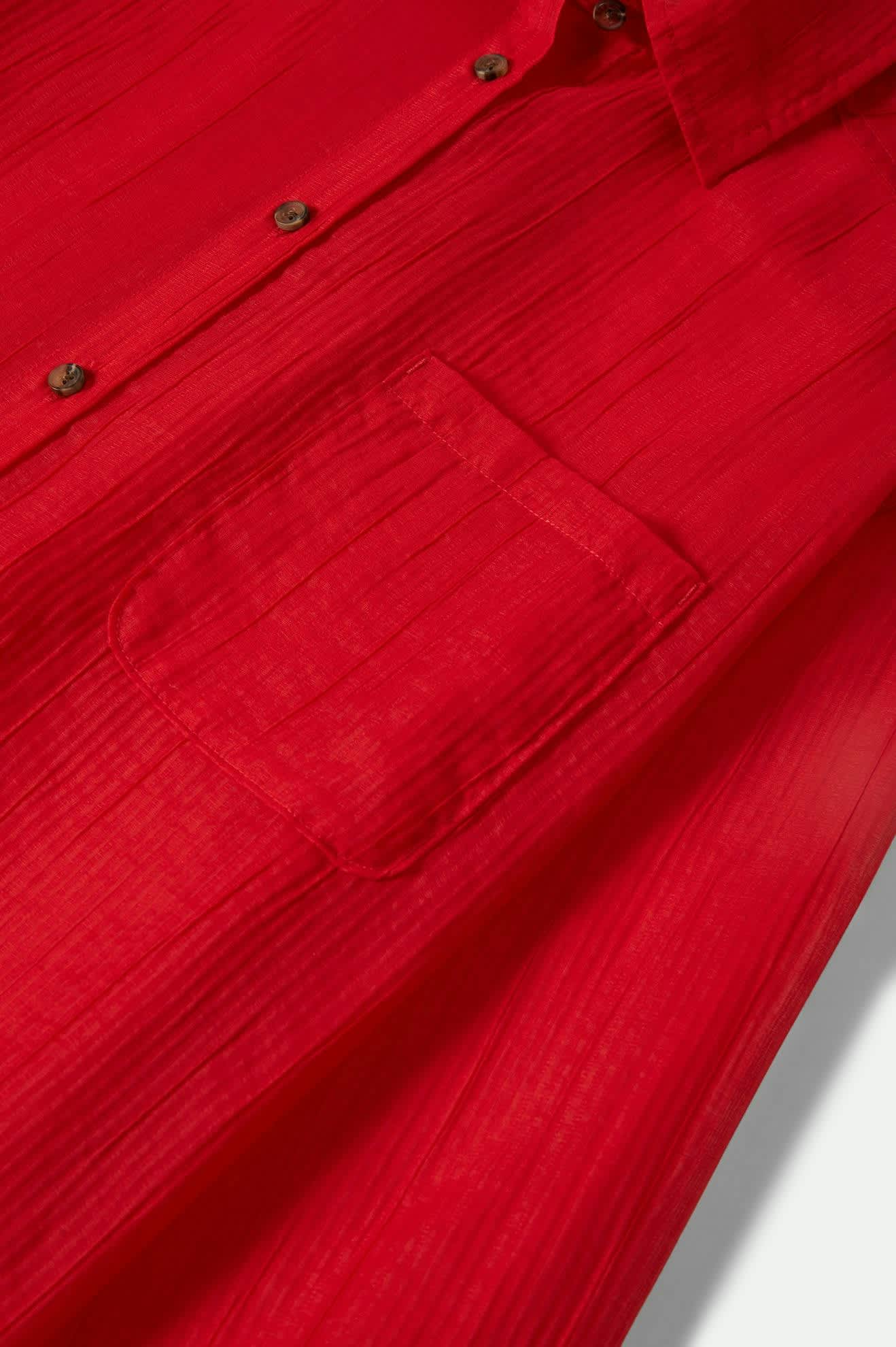 Women's East Side Boxy L/S Button Down - Crimson - Image 4