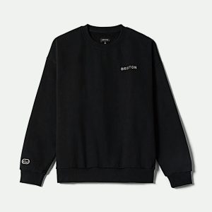 Embroidered Heavyweight Oversized Crew - Black