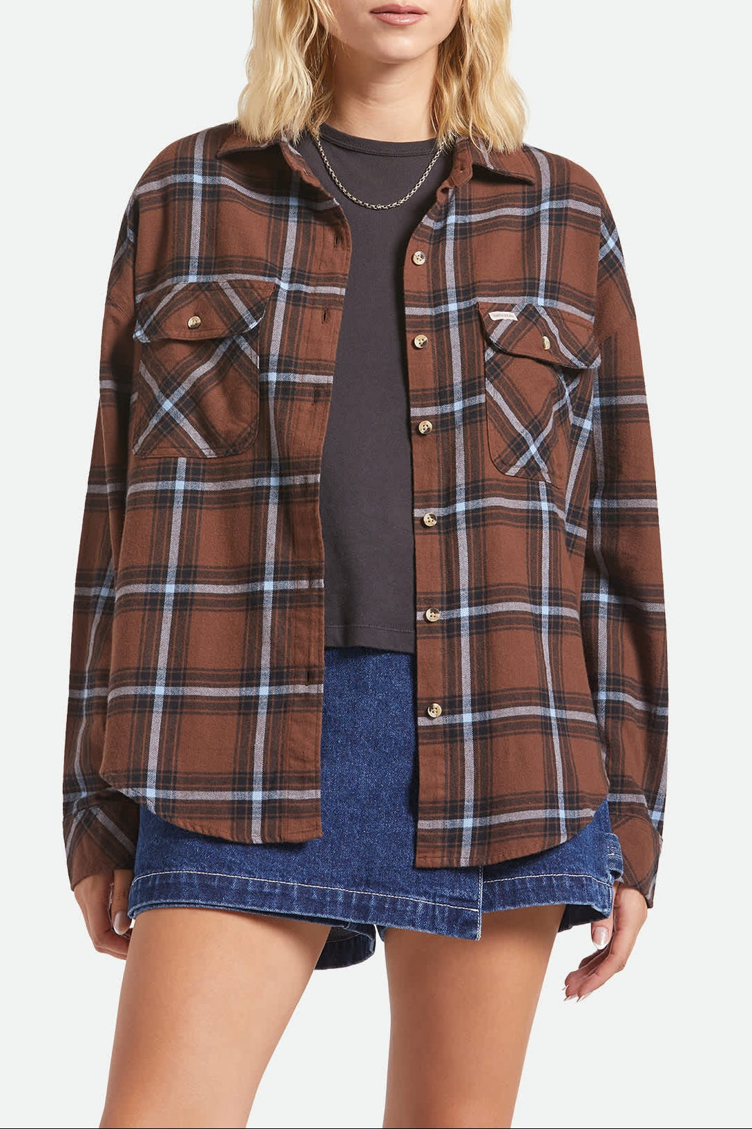 Women's Bowery Vintage Overshirt - Pinecone Brown/Black/Borrowed Blue - Image 2