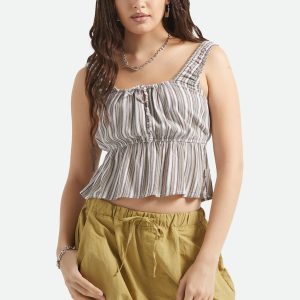 The Abigail Tie Top - Worn In Robust Red Stripe