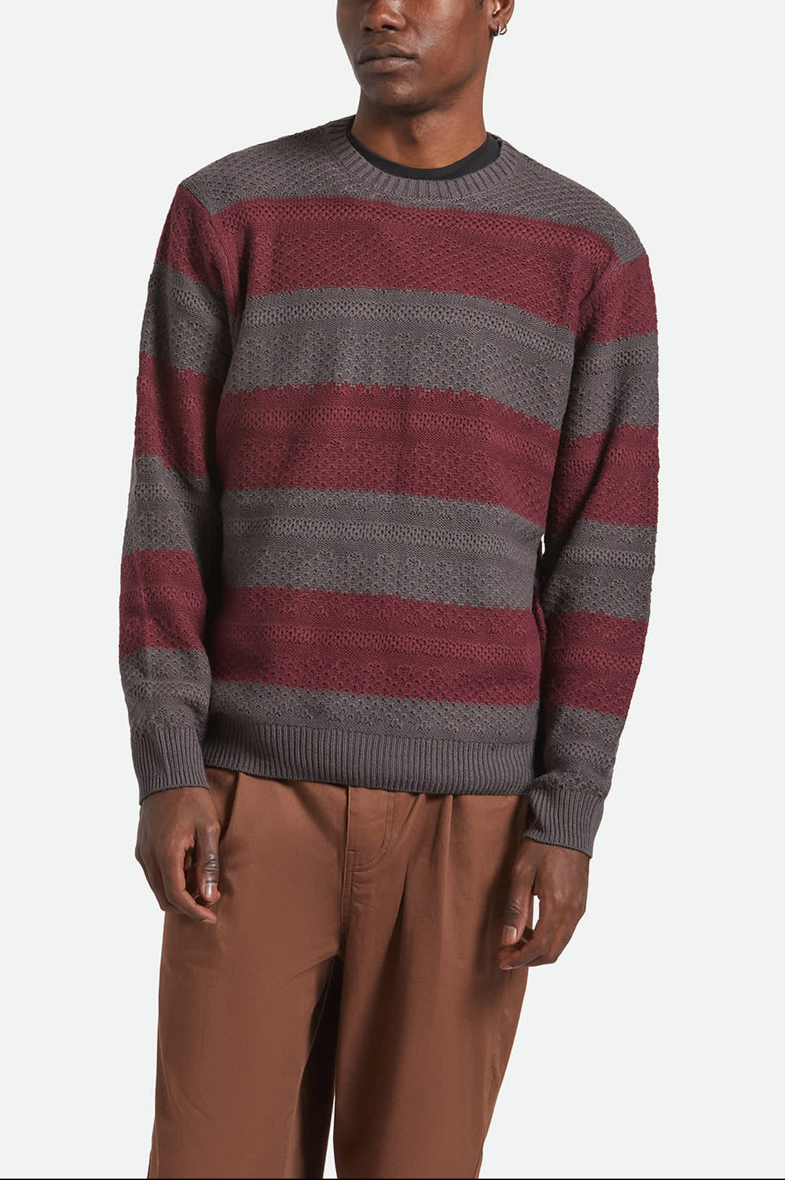 Midnight Crew Sweater - Black/Port Stripe - Image 2