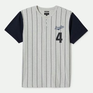 The League Baseball T-Shirt - Heather Grey Ash/Washed Navy