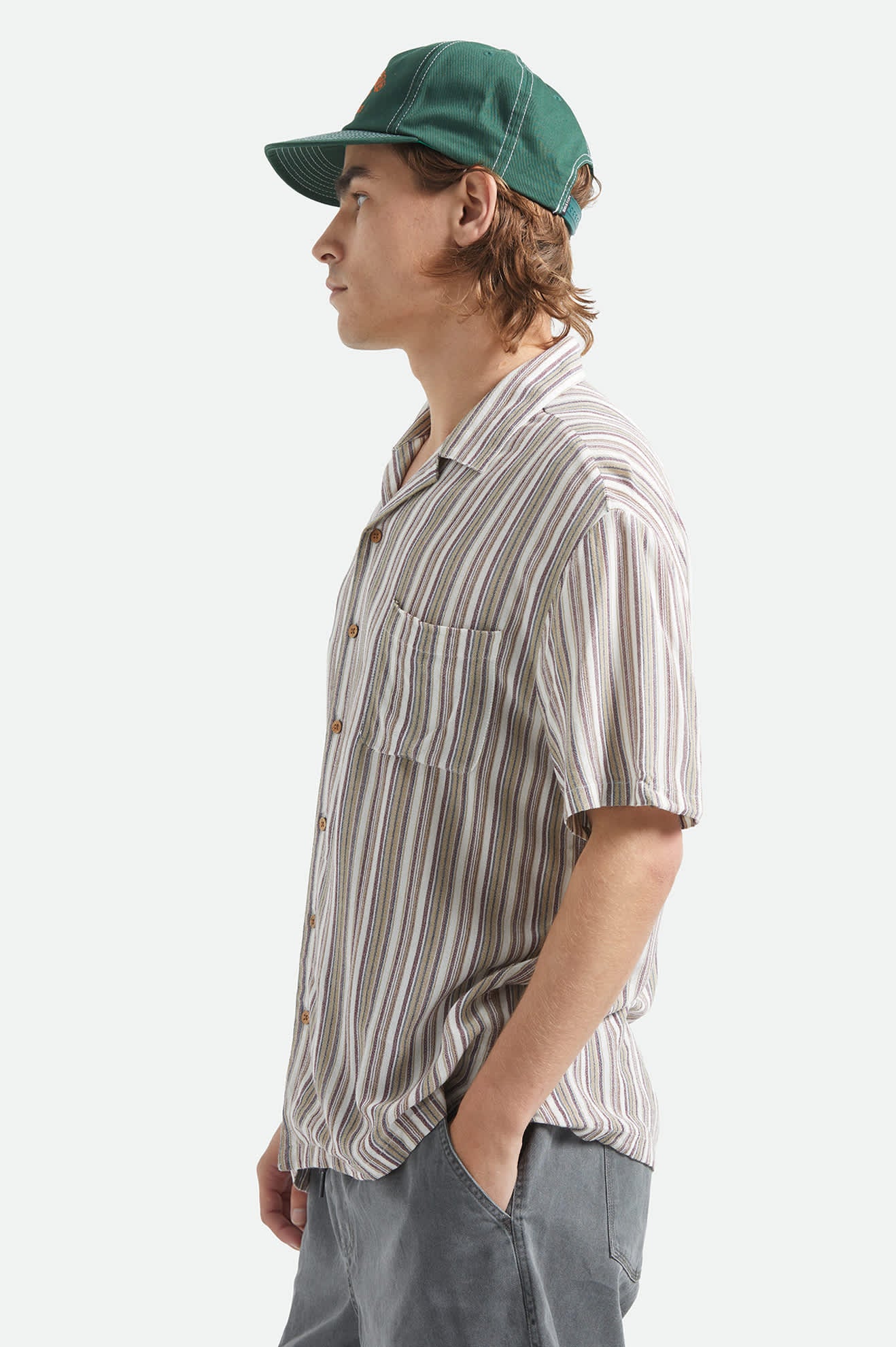Bunker Twisted Stripe Short Sleeve Camp Collar Shirt - Robust Red - Image 3
