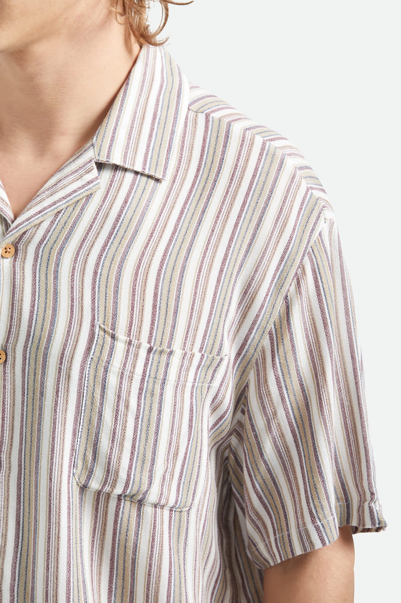 Bunker Twisted Stripe Short Sleeve Camp Collar Shirt - Robust Red - Image 5