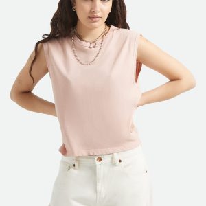 Carefree Organic Garment Dye Muscle Tank - Silver Pink