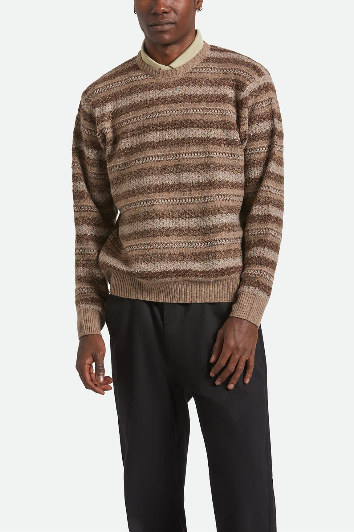 Midnight Crew Sweater - Multi Neutral Stripe - Image 2