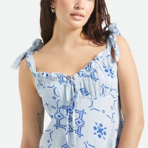 The Tie Dress - Aura Blue Tile Print