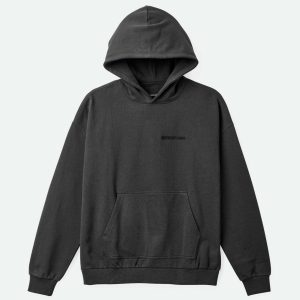 Embroidered Heavyweight Oversized Hoodie - Washed Black