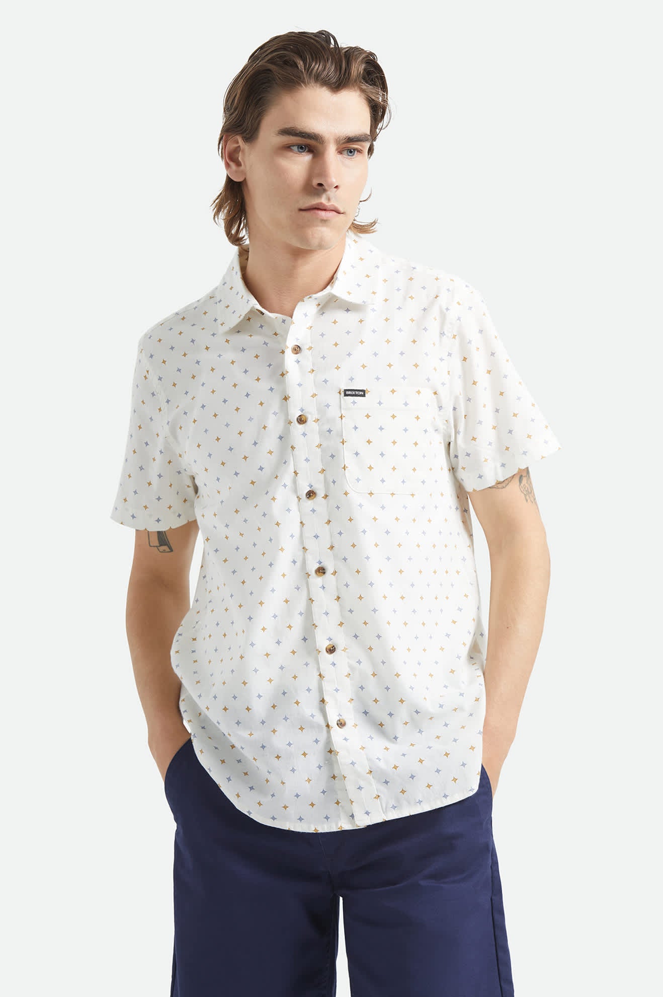 Charter Print Short Sleeve Shirt - Off White/Multi Diamond Tile - Image 2