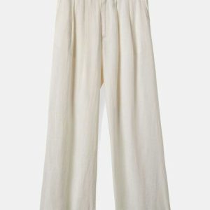 Women's Vintage Linen Blend Wide Leg Pant - Off White