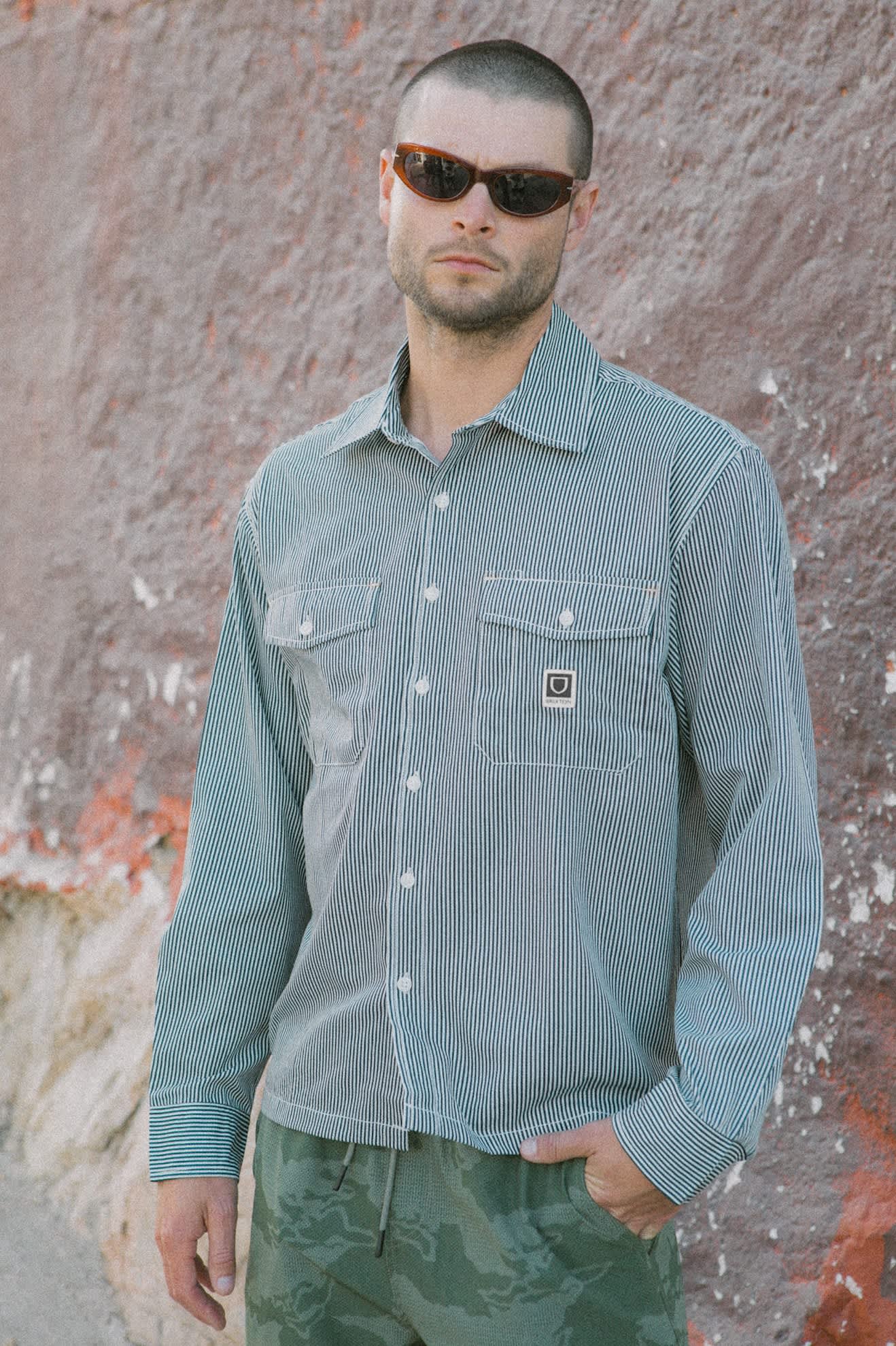 Journey Lightweight Long Sleeve Shirt - Navy/White Stripe - Image 7
