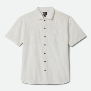 Vintage Short Sleeve Shirt - Off White Jacquard Stripe