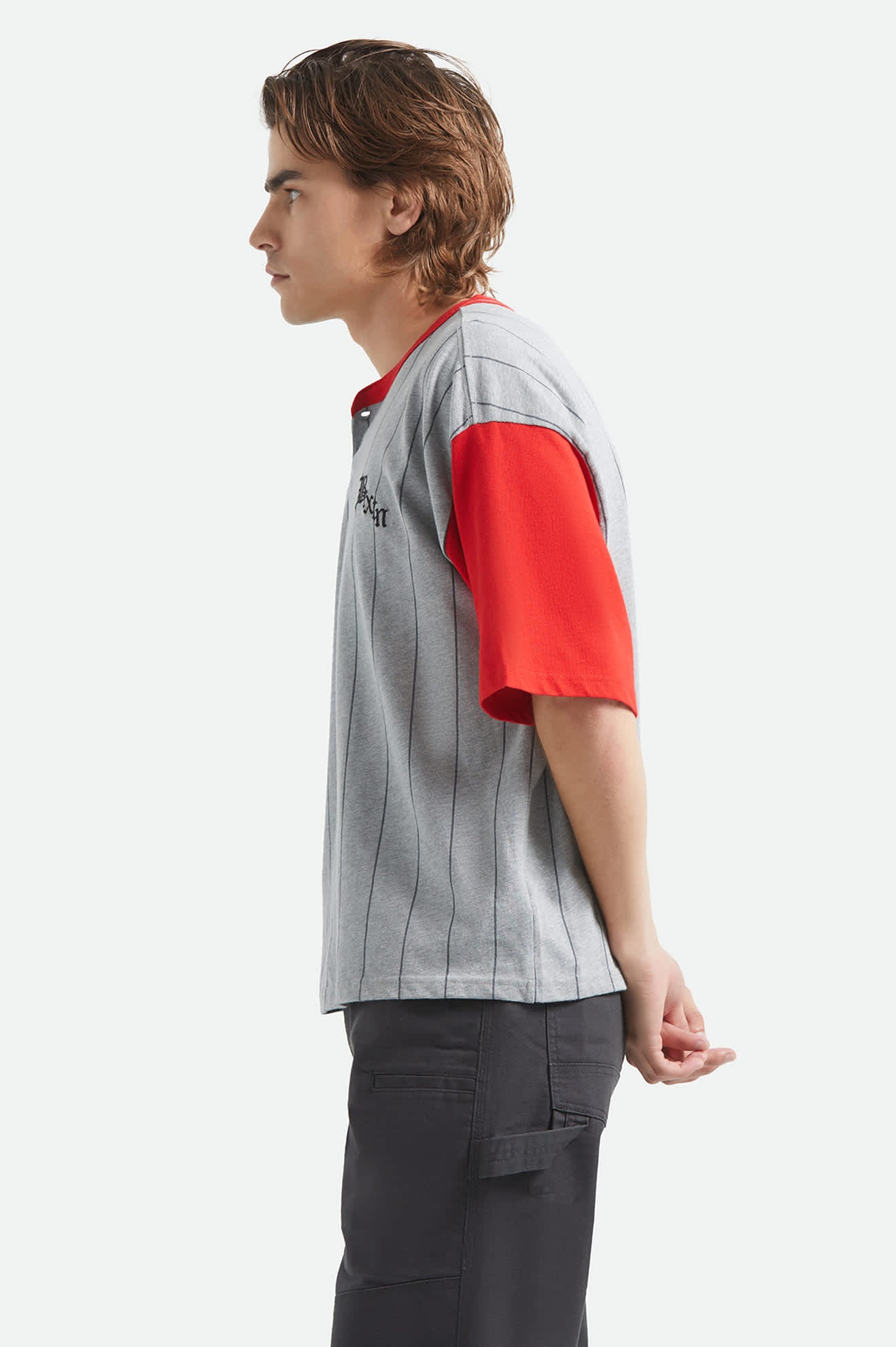 Boxy Short Sleeve Baseball T-Shirt - Heather Grey/Adrenaline Rush - Image 3