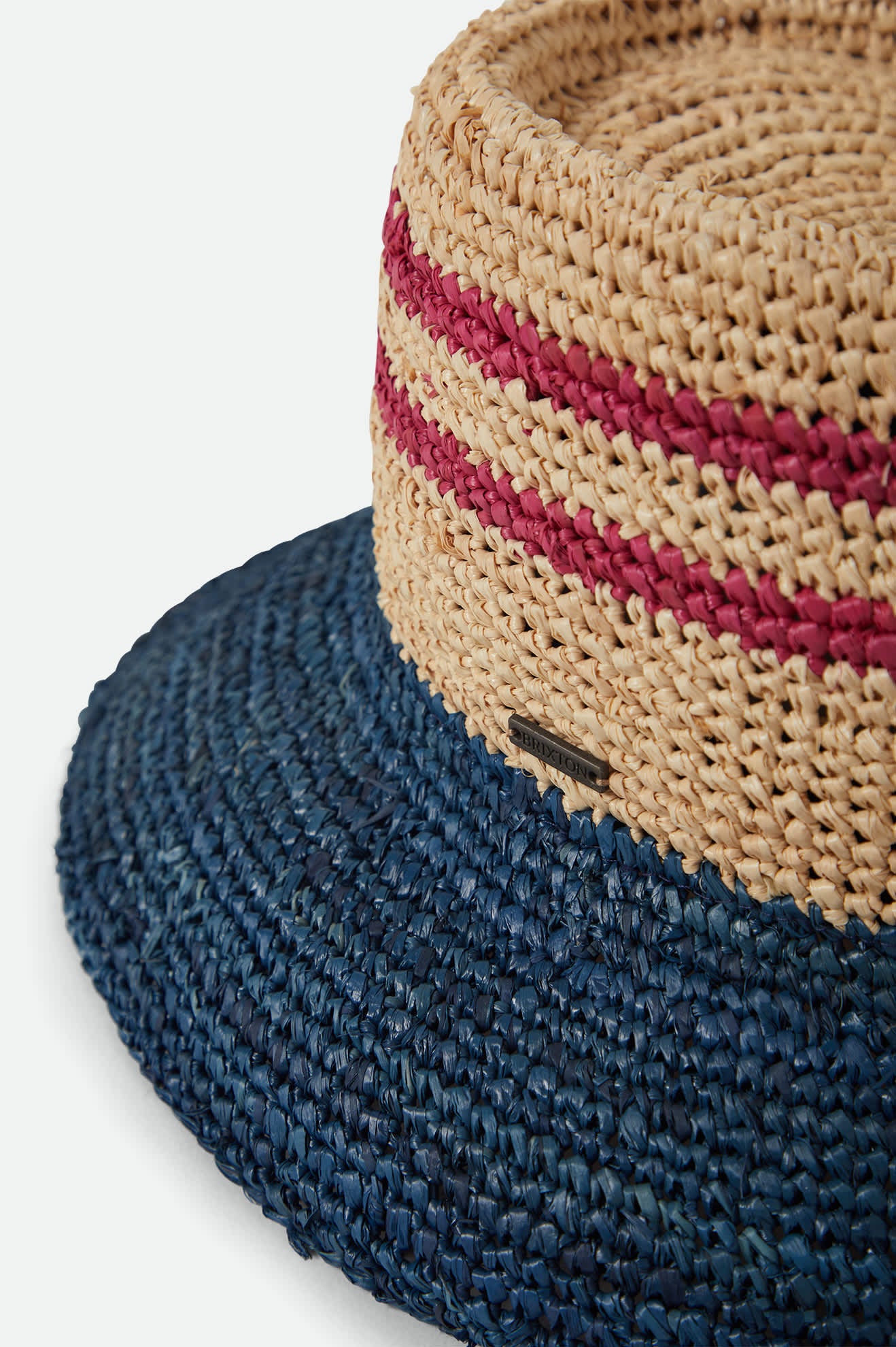 Ellee Straw Bucket Hat - Natural/Navy/Red - Image 4
