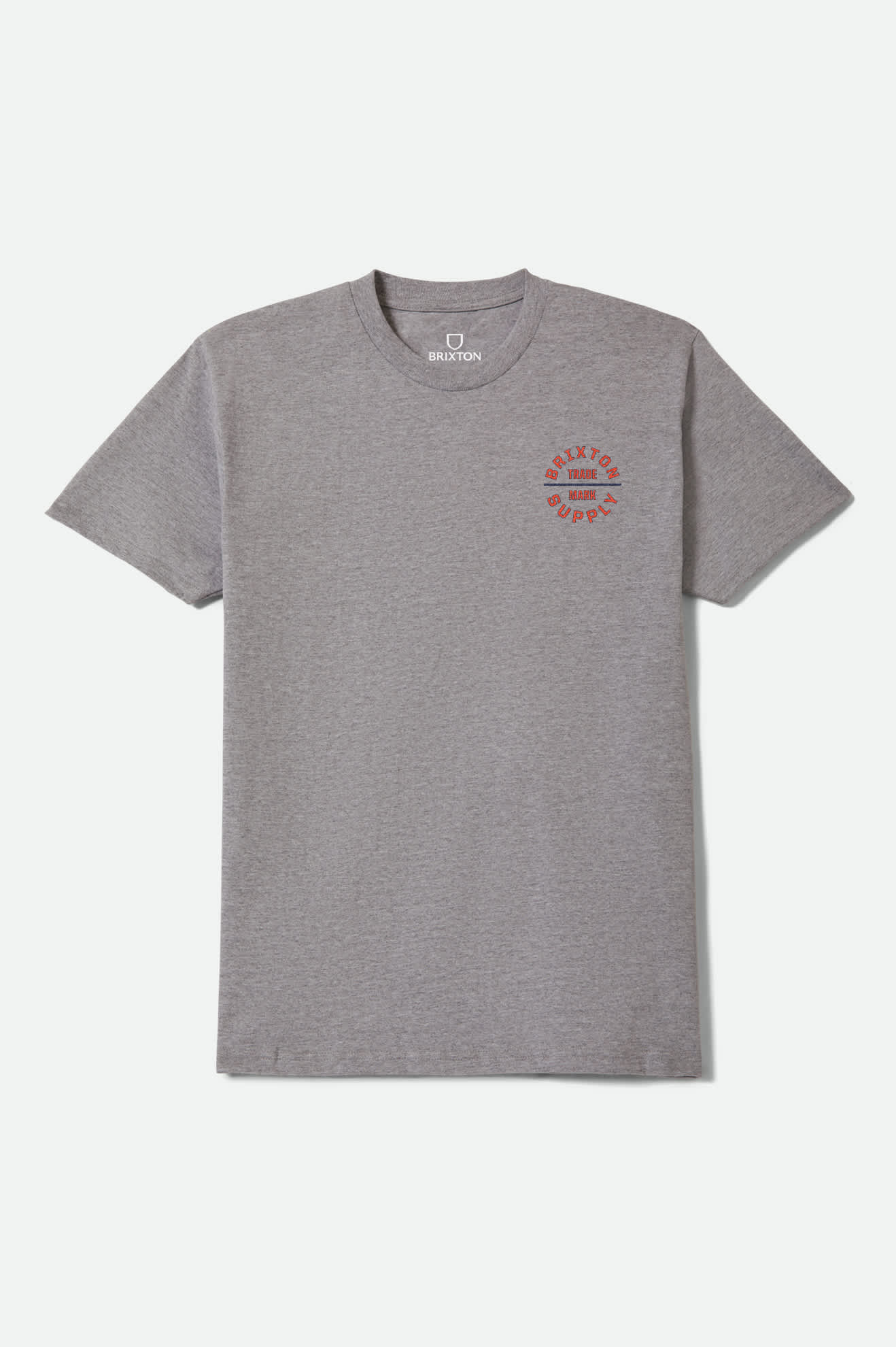 Oath V Short Sleeve T-Shirt - Heather Grey/Lava Red/Midnight Blue - Image 2