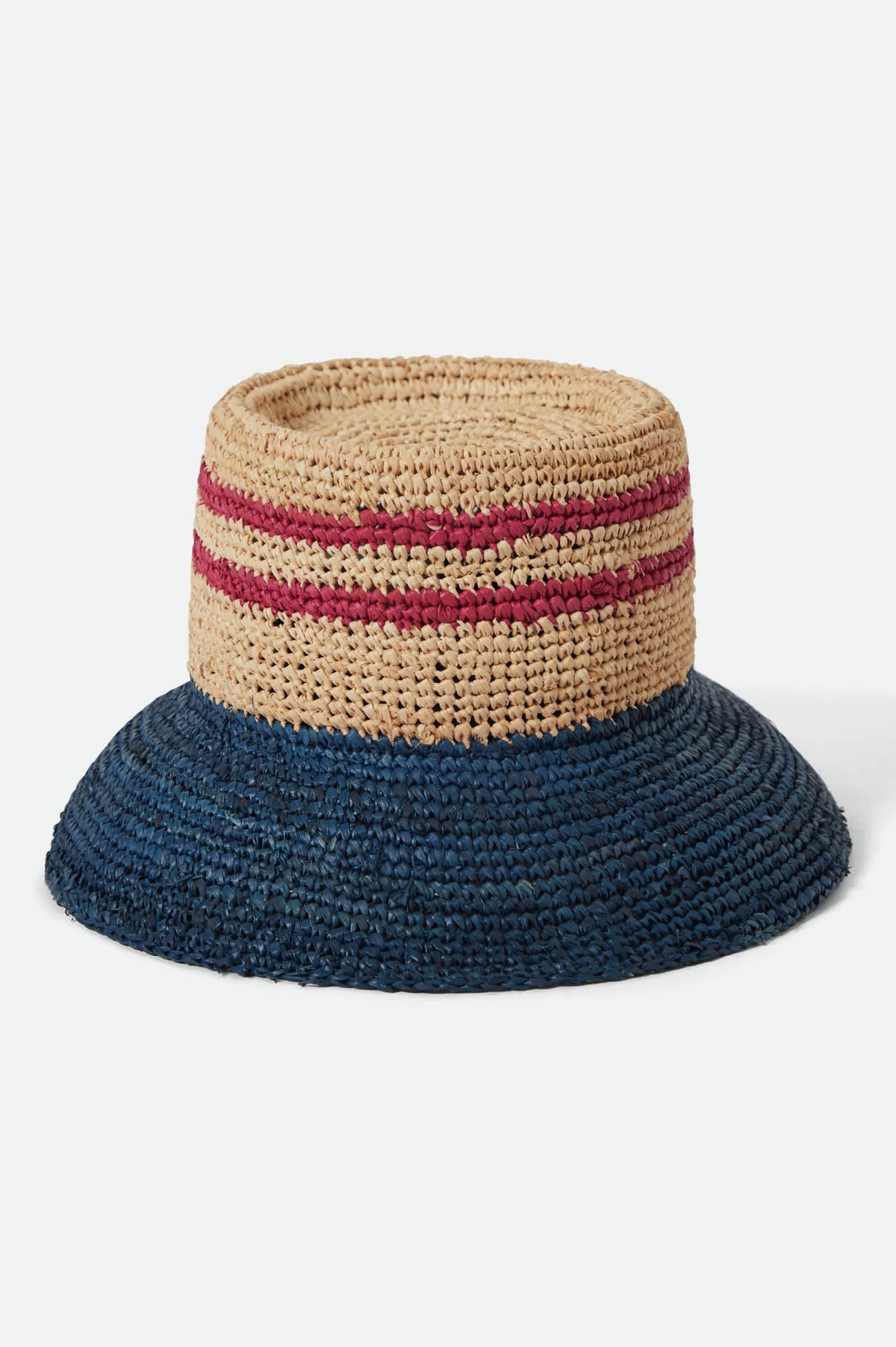 Ellee Straw Bucket Hat - Natural/Navy/Red - Image 6