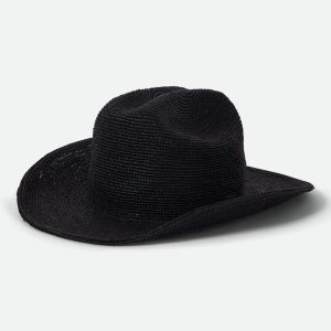 Odessa Straw Packable Cowboy Hat - Black
