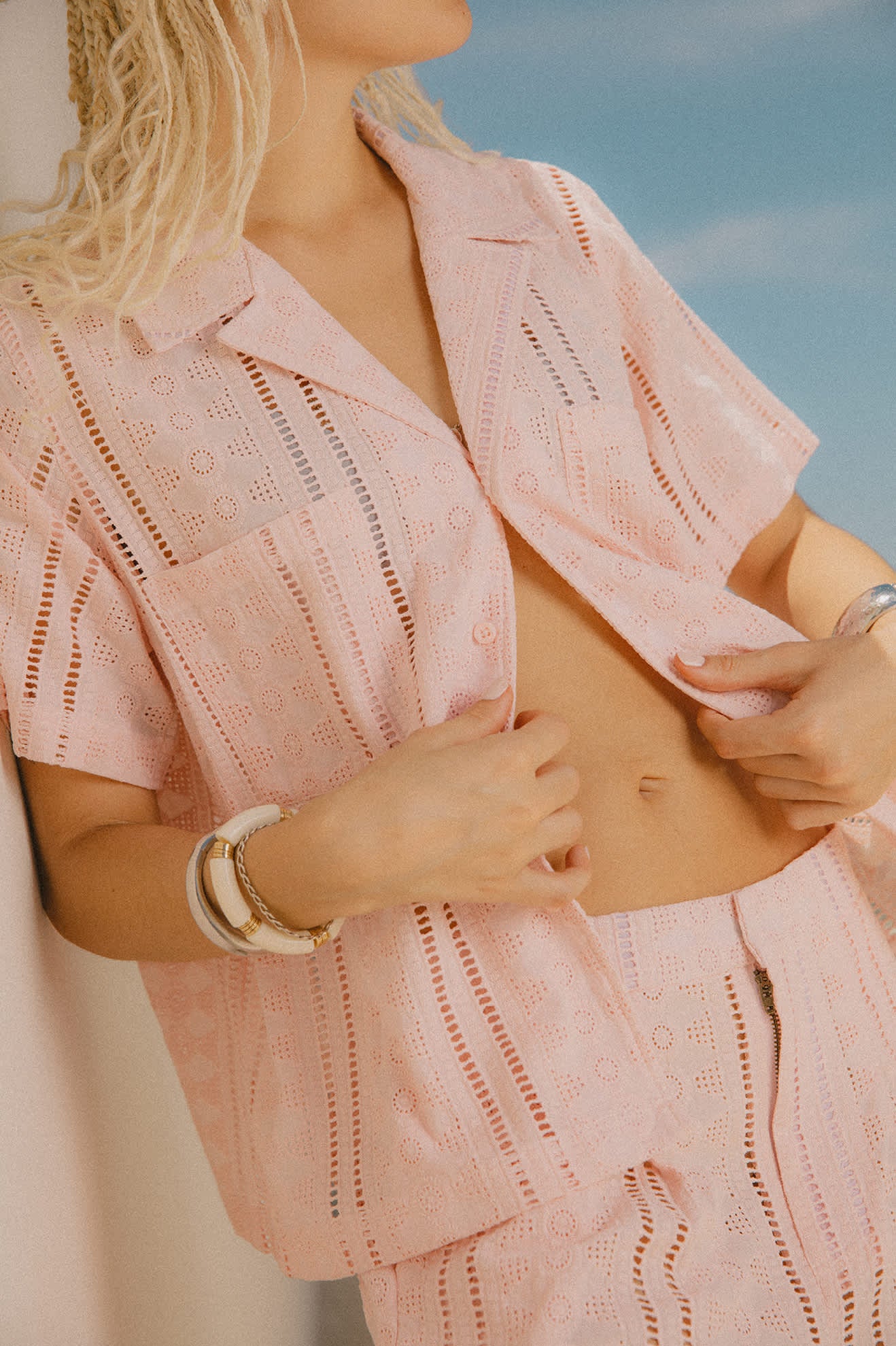 Paradise Lounge Short Sleeve Shirt - Chalk Pink - Image 8