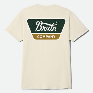 Linwood Short Sleeve Standard T-Shirt - Cream/Dark Green/Metal Bronze