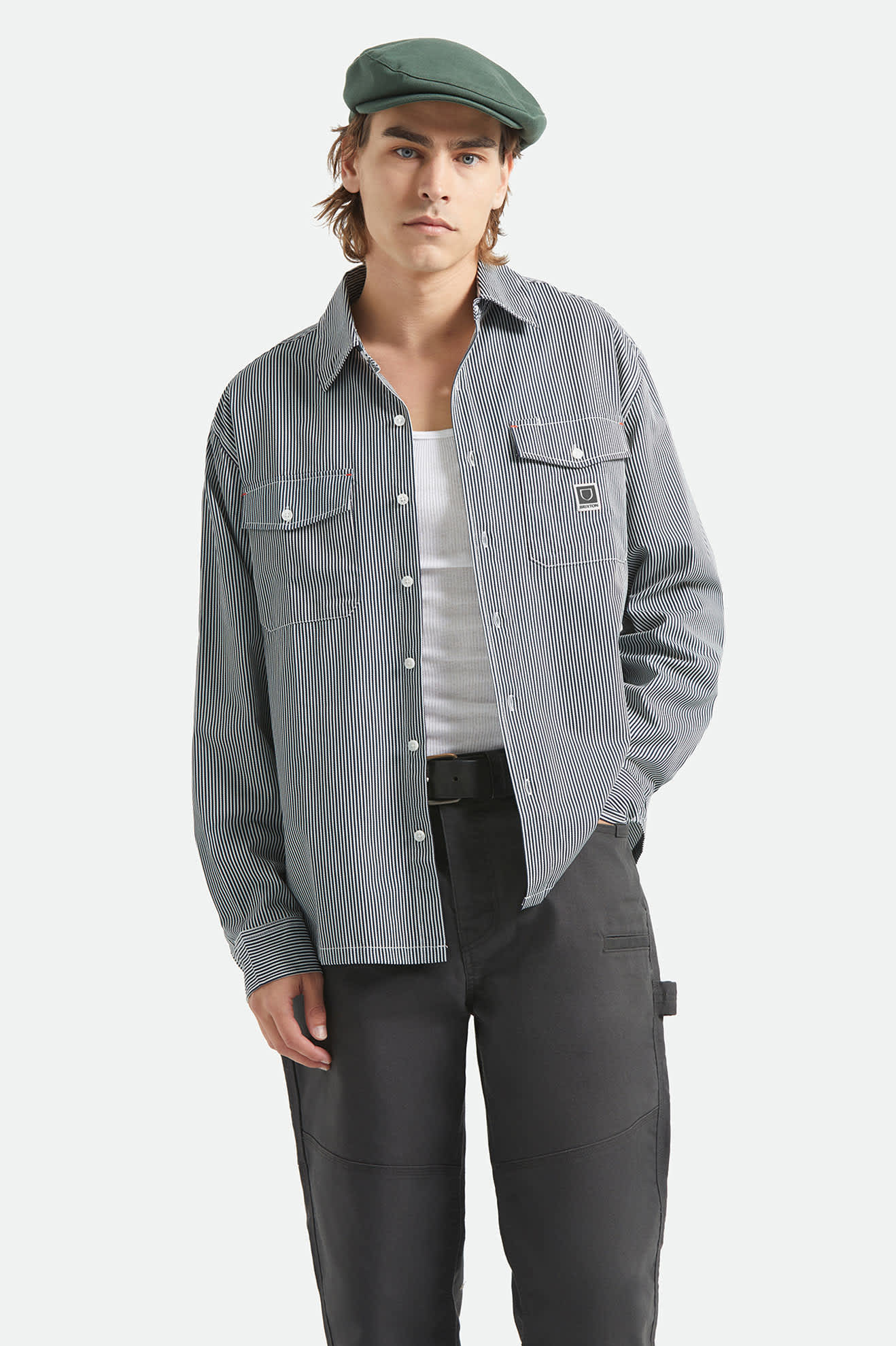 Journey Lightweight Long Sleeve Shirt - Navy/White Stripe - Image 2