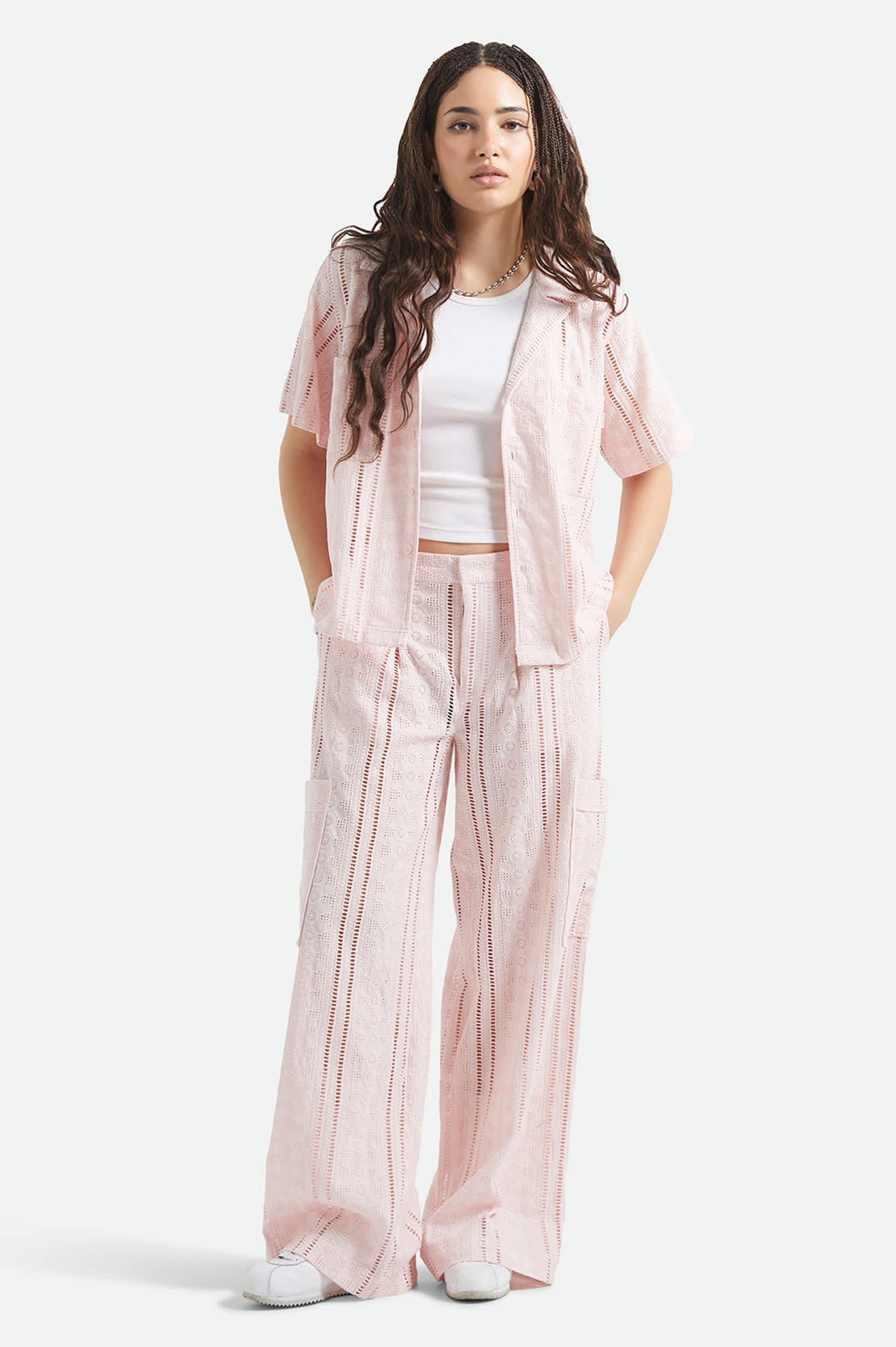 The Mercer Wide Leg Trouser Pant - Chalk Pink - Image 3