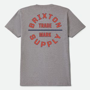 Oath V Short Sleeve T-Shirt - Heather Grey/Lava Red/Midnight Blue