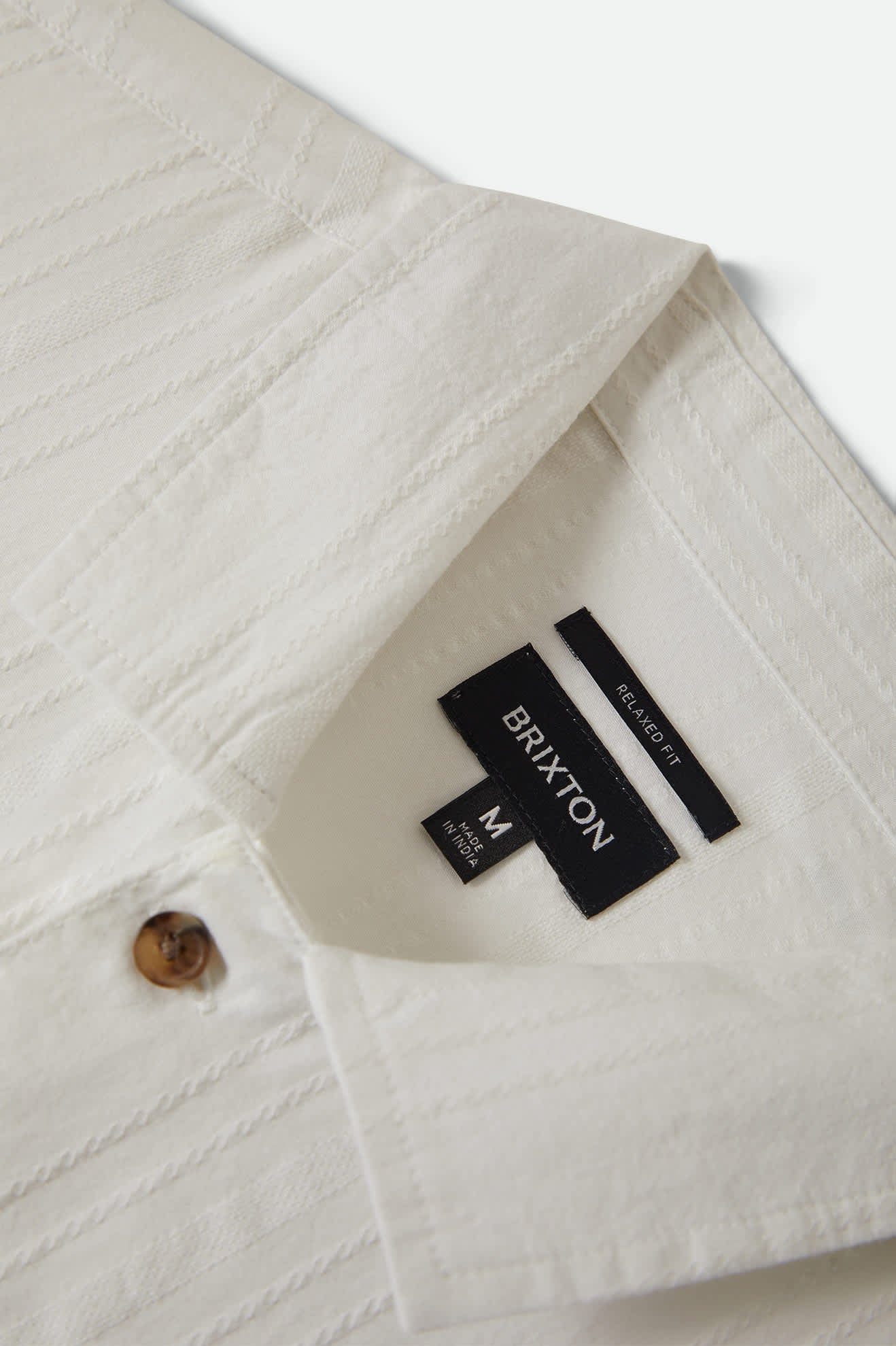 Vintage Short Sleeve Shirt - Off White Jacquard Stripe - Image 9