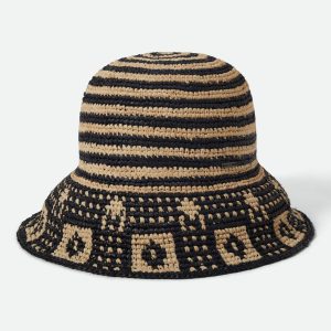 Redding Packable Straw Bucket Hat - Black/Natural