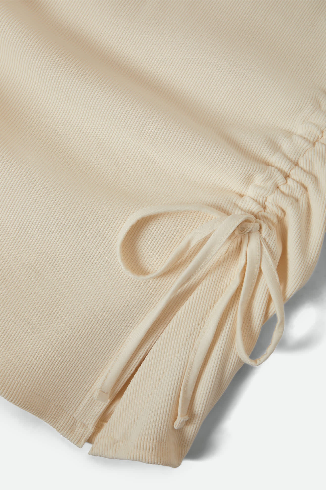 Ribbed Cinch Mini Dress - Off White - Image 7