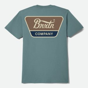 Linwood Short Sleeve Standard T-Shirt - Ocean Breeze/Brown/Dark Navy