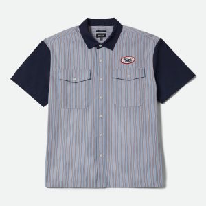 Builders Olson Short Sleeve Shirt - Blue Aura Stripe