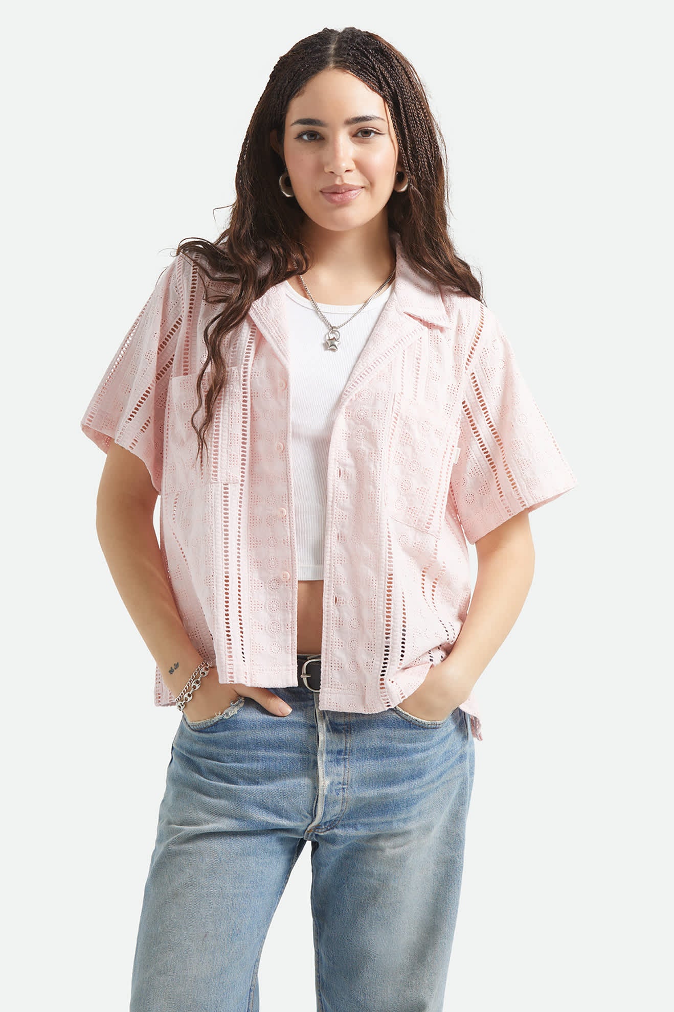 Paradise Lounge Short Sleeve Shirt - Chalk Pink