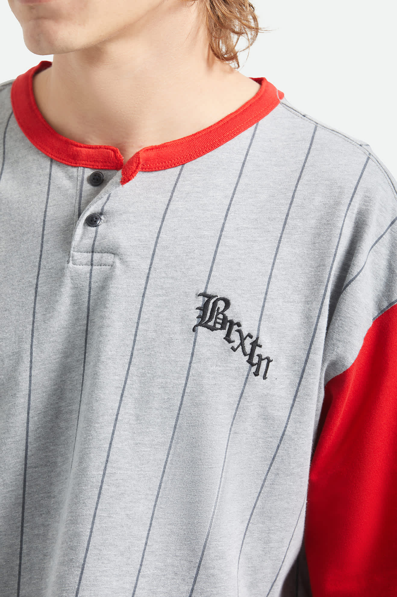 Boxy Short Sleeve Baseball T-Shirt - Heather Grey/Adrenaline Rush - Image 6