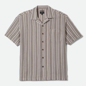 Bunker Twisted Stripe Short Sleeve Camp Collar Shirt - Robust Red