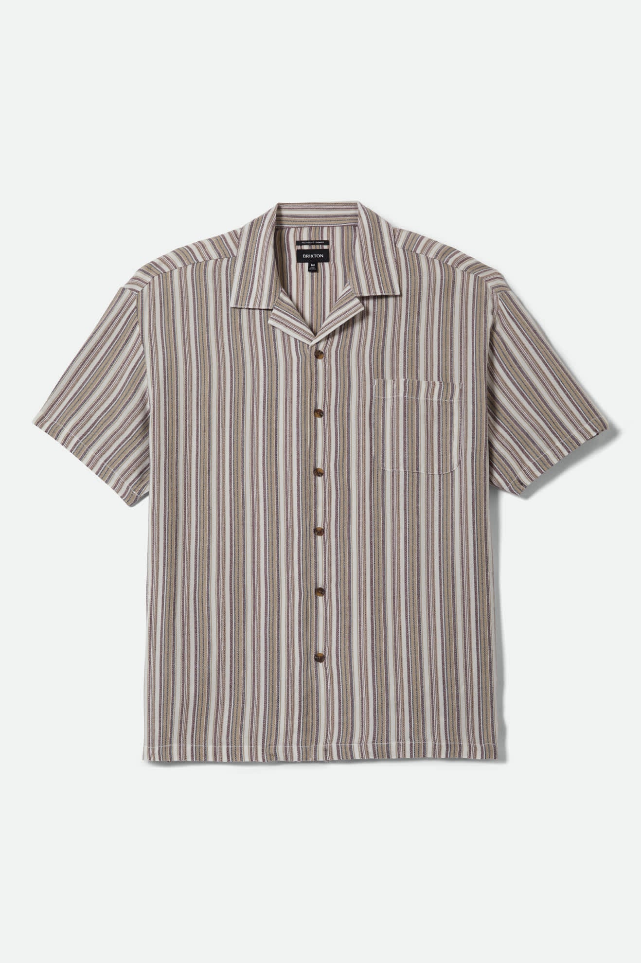 Bunker Twisted Stripe Short Sleeve Camp Collar Shirt - Robust Red