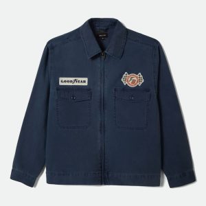 Goodyear Trademark Lightweight Coaches Jacket - Washed Navy