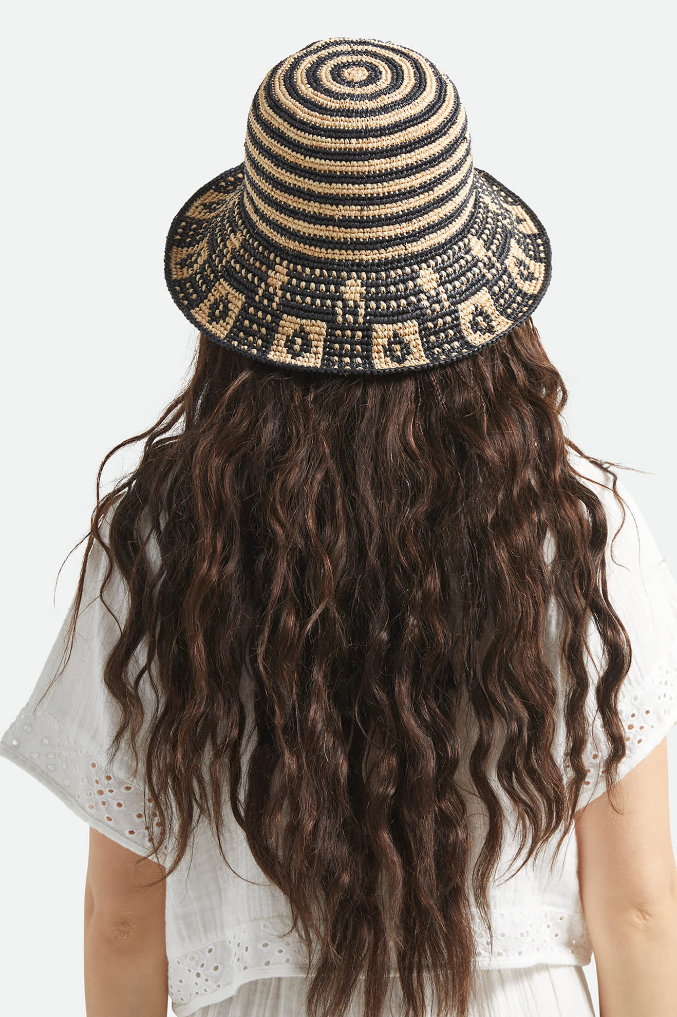 Redding Packable Straw Bucket Hat - Black/Natural - Image 4