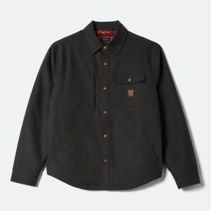 Builders Stretch Flannel Lined Jacket - Washed Black/Red
