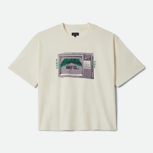 Tune Out Short Sleeve Cropped T-Shirt - Cream