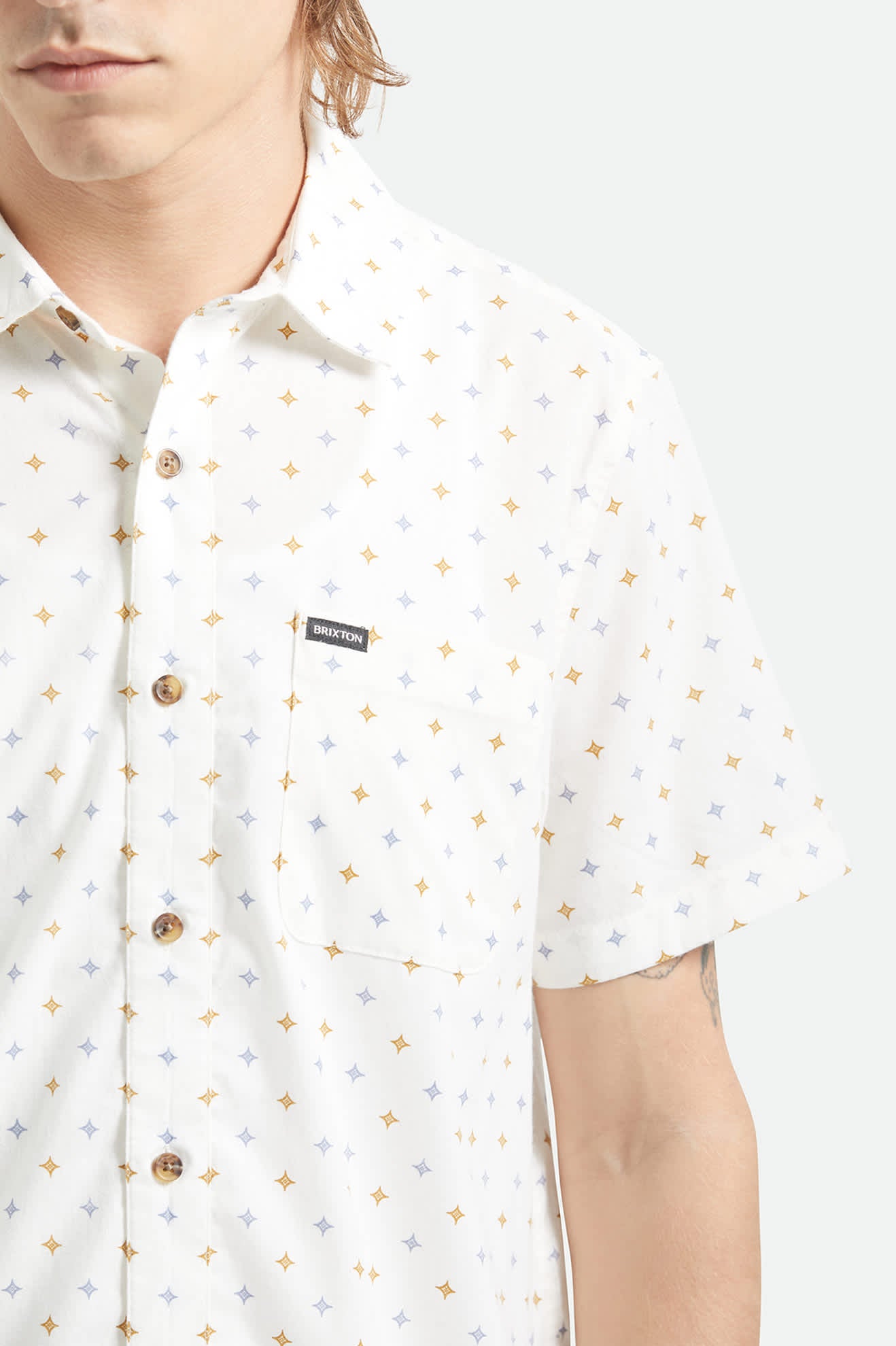 Charter Print Short Sleeve Shirt - Off White/Multi Diamond Tile - Image 5