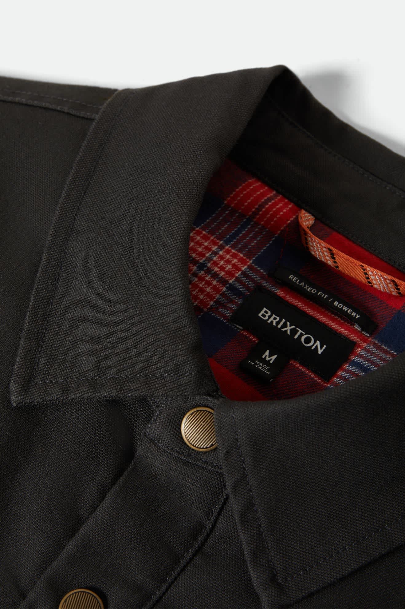 Builders Stretch Flannel Lined Jacket - Washed Black/Red - Image 6
